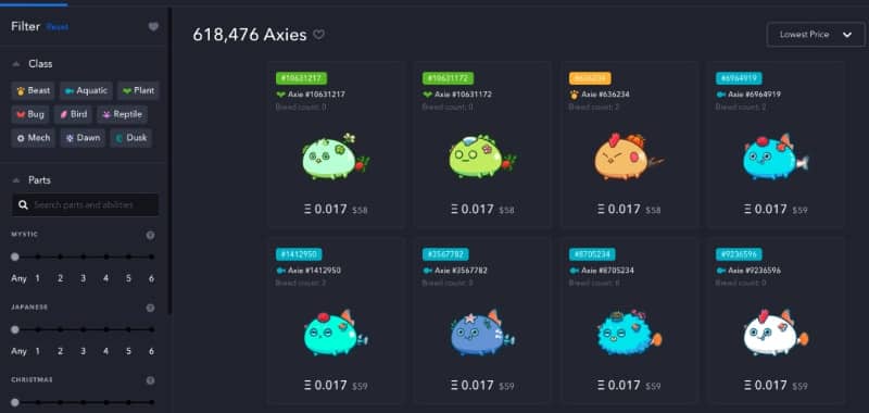 axie infinity nft markerplace