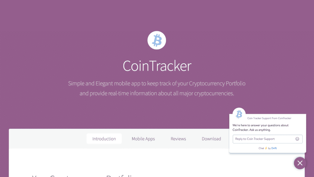 coin tracker landing page