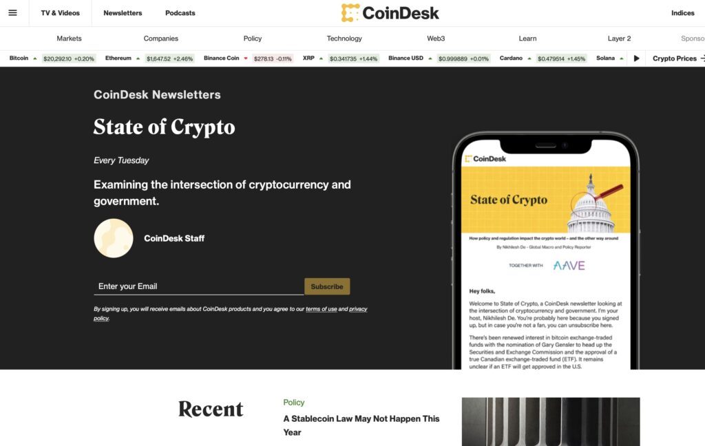 coindesk newsletter 1