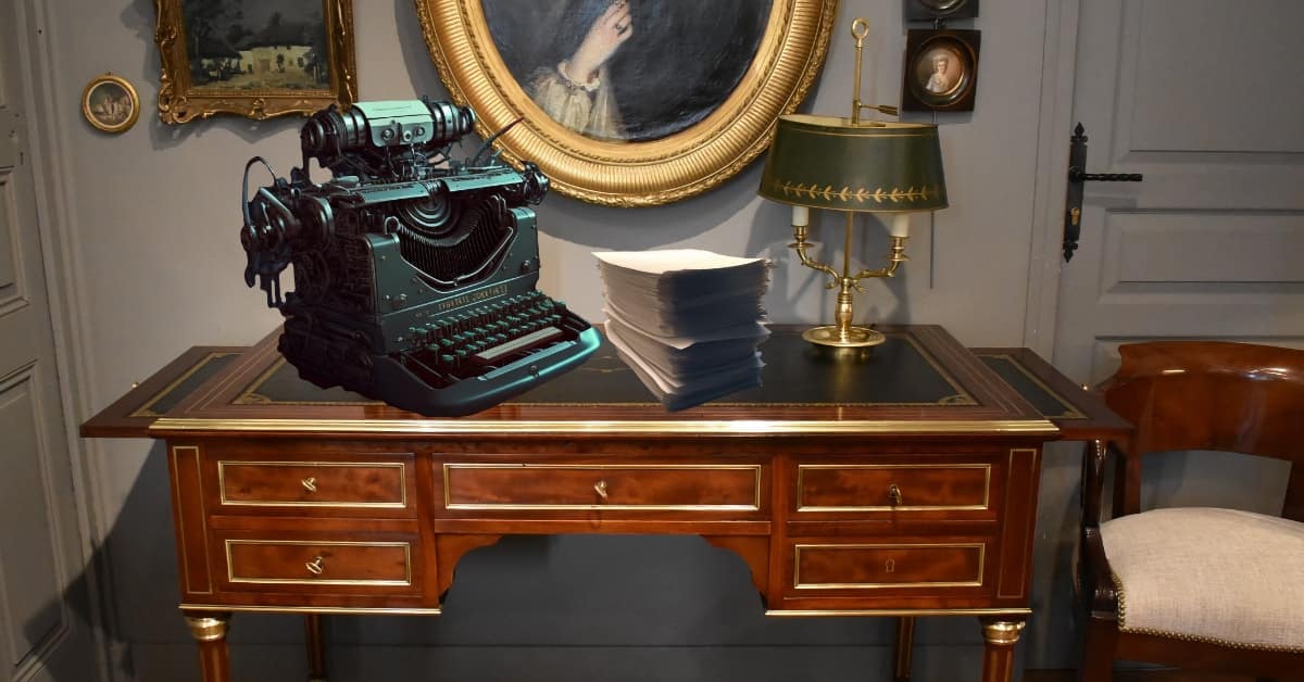 best ai story novel generators typewriter on desk