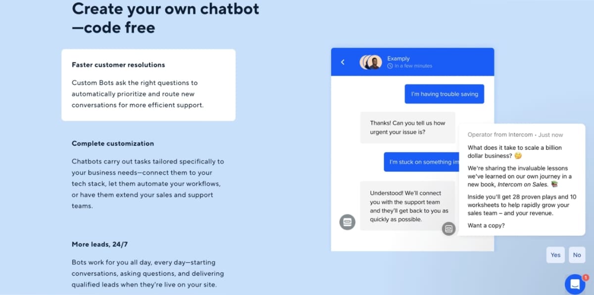 intercom chatbot interface
