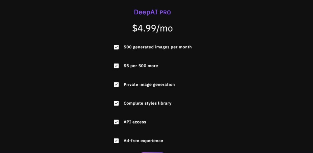 deep ai pricing