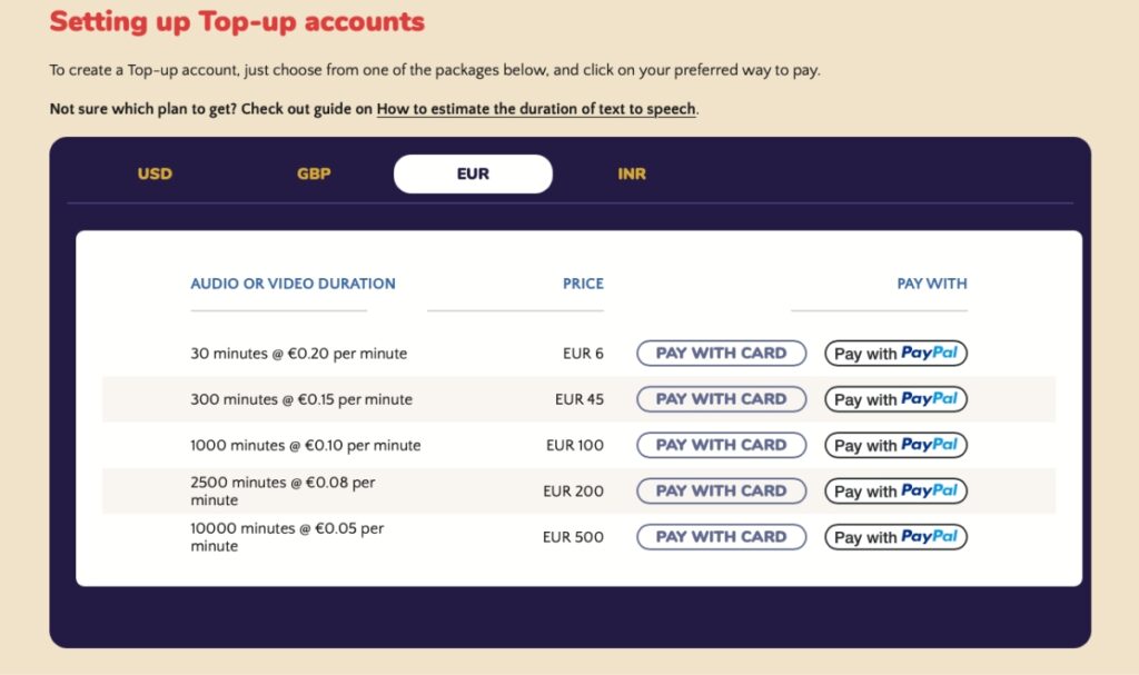 narakeet pricing